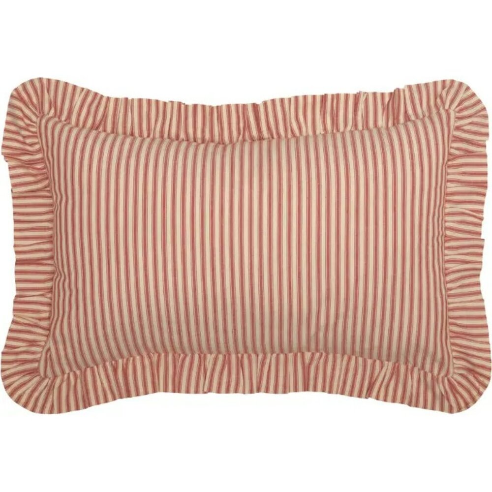 Sawyer Mill Red Ticking Stripe Fabric Pillow 14x22 NEW